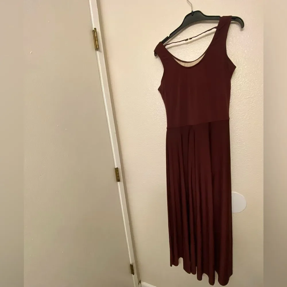 WEISSMAN Dance lyrical costume burgundy maxi dress Worn 13754 MA-Medium adult